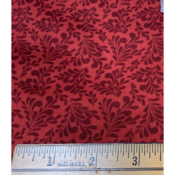 Fraktur Fancy Cotton Red & Brown Floral Fabric 1/2 yard Schwenkfelder Library - Picture 3 of 5